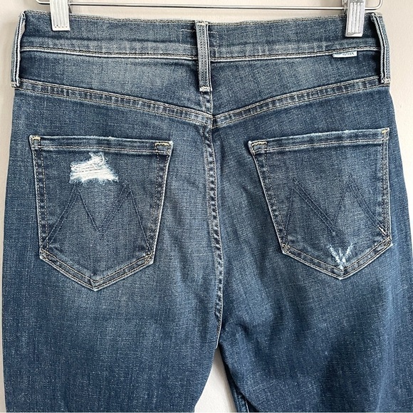 MOTHER High Waisted Rider Ankle Fray Distressed Cropped Skinny Jeans - 28" - Picture 10 of 14